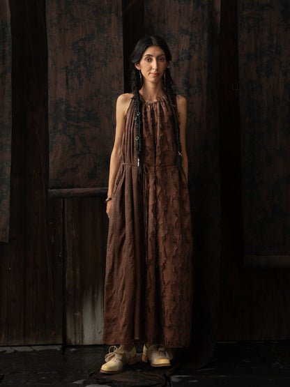 SOARIN WORLD Neo-Oriental Heritage Loose Suspender Dress Vintage Texture Cotton-Linen Blend Dress N-DCZ252TQ29