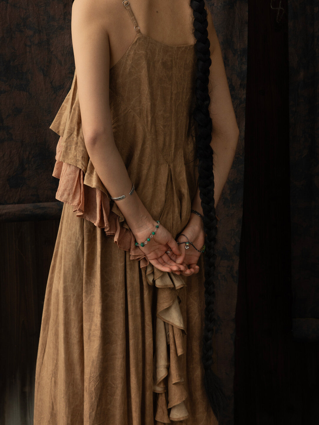 SOARIN WORLD Neo-Oriental Heritage Layered Camisole Long Dress Tencel Blend N-DCZ252TQ30