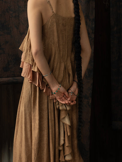 SOARIN WORLD Neo-Oriental Heritage Layered Camisole Long Dress Tencel Blend N-DCZ252TQ30