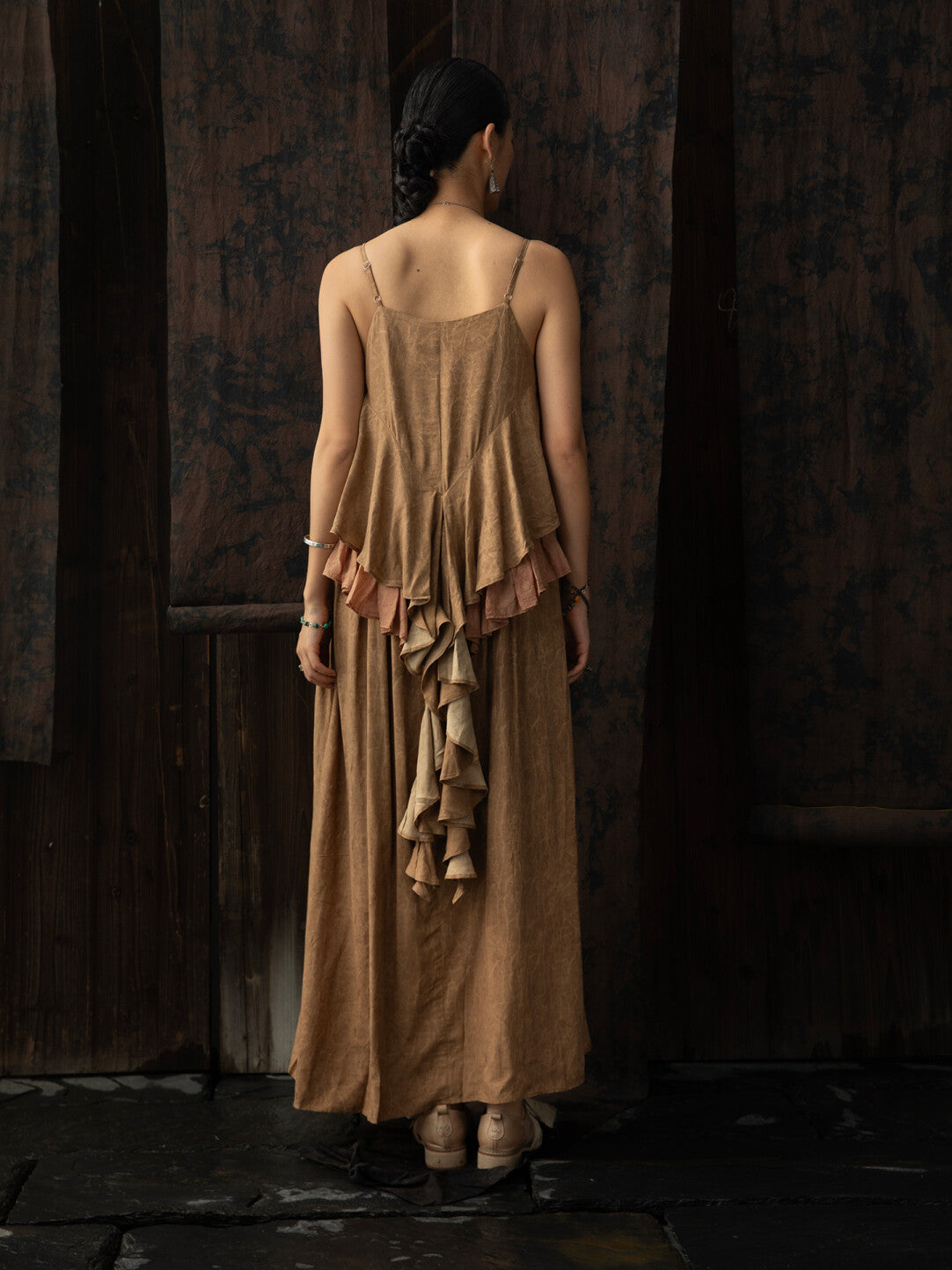 SOARIN WORLD Neo-Oriental Heritage Layered Camisole Long Dress Tencel Blend N-DCZ252TQ30
