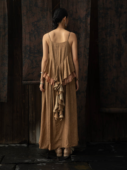 SOARIN WORLD Neo-Oriental Heritage Layered Camisole Long Dress Tencel Blend N-DCZ252TQ30
