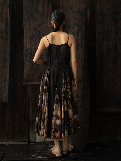 SOARIN WORLD Neo-Oriental Heritage Ethereal Sculptural Linen-Blend Dress N-DCZ252TQ43