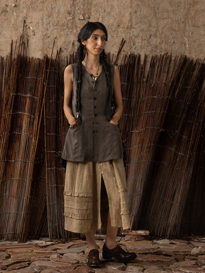 SOARIN WORLD Neo-Oriental Heritage hree-Dimensional Silhouette  Tencel-Linen Blend Reversible Vest Dress N-DCZ252TC17
