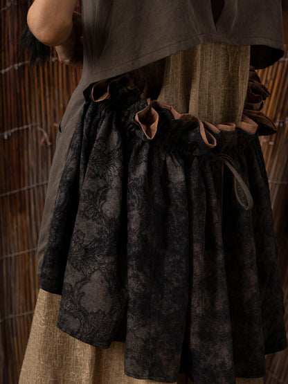 SOARIN WORLD Neo-Oriental Heritage hree-Dimensional Silhouette  Tencel-Linen Blend Reversible Vest Dress N-DCZ252TC17