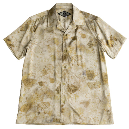 Retro yuppie style Cuban collar shirt men's Vintage distressed style Baroque print short-sleeved shirt