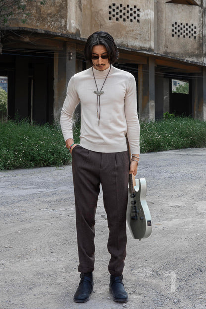 SOARIN original retro style Naples trousers men Italian autumn and winter drape casual slim fit nine-point trousers