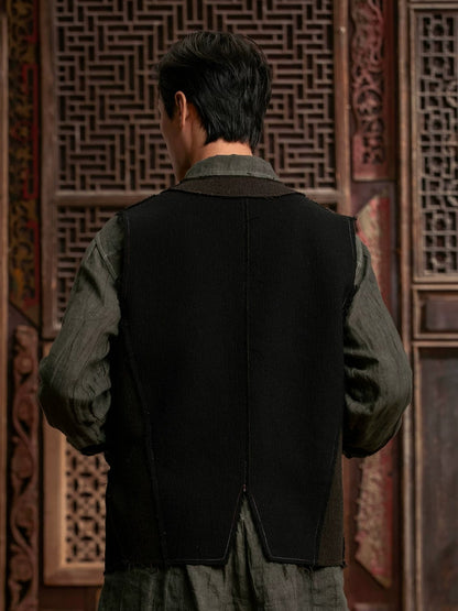 SOARIN Gai Yu Xia Series Slim Fit Wool Blend Asymmetric Deconstructed Vest  DCZ233TB31