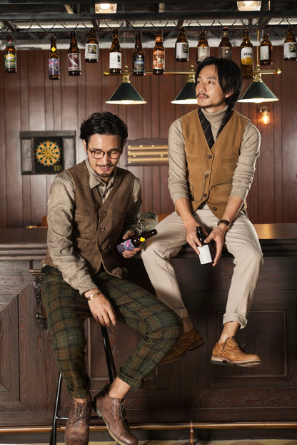 Ami Khaki Corduroy Vest Men American Retro Workwear Style Double-sided Vest Waistcoat