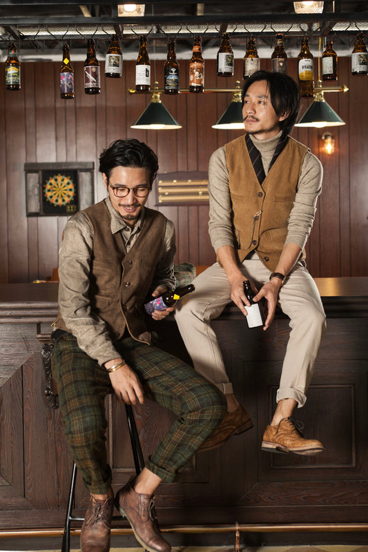 Ami Khaki Corduroy Vest Men American Retro Workwear Style Double-sided Vest Waistcoat