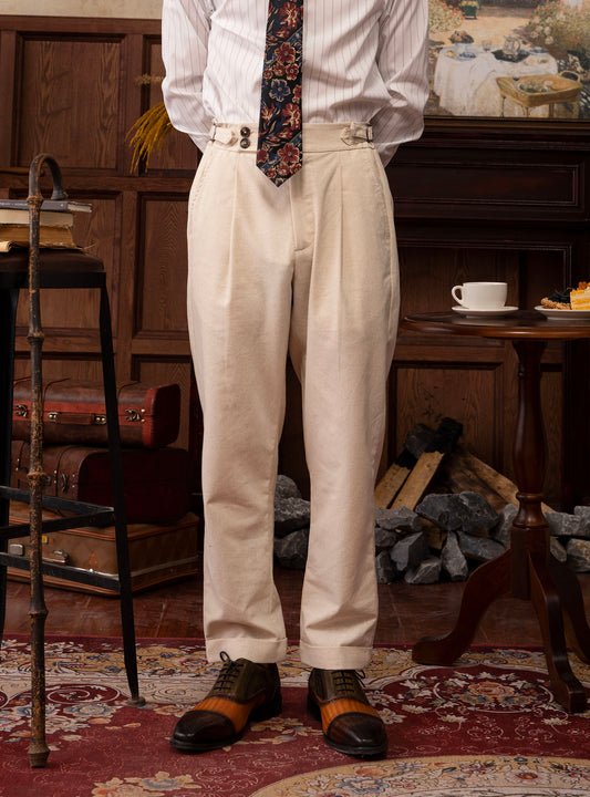 British retro style Naples trousers men's summer cotton and linen business casual slim tapered nine-point trousers