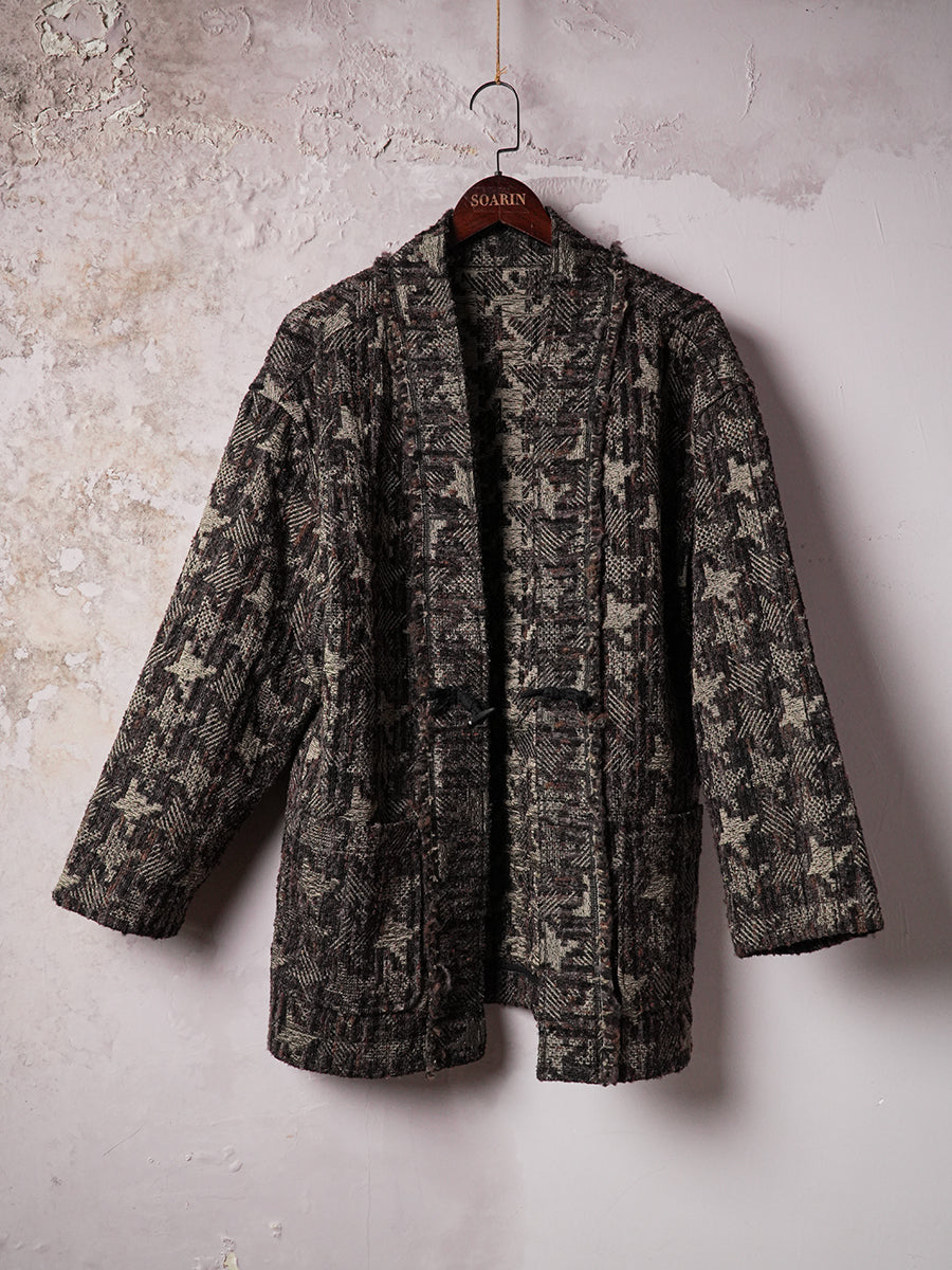 SOARIN WORLD Distressed Geo-Jacquard Loose Wool-Blend Coat Jacket DCZ253TJ104