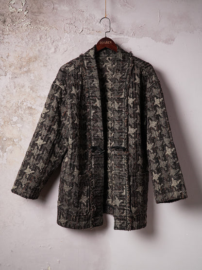 SOARIN WORLD Distressed Geo-Jacquard Loose Wool-Blend Coat Jacket DCZ253TJ104