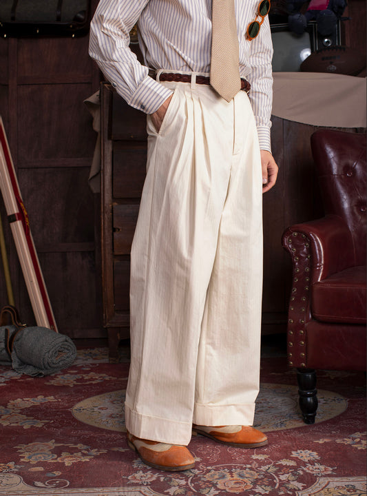 British retro straight suit pants for men High-end business formal casual loose nine-point pants