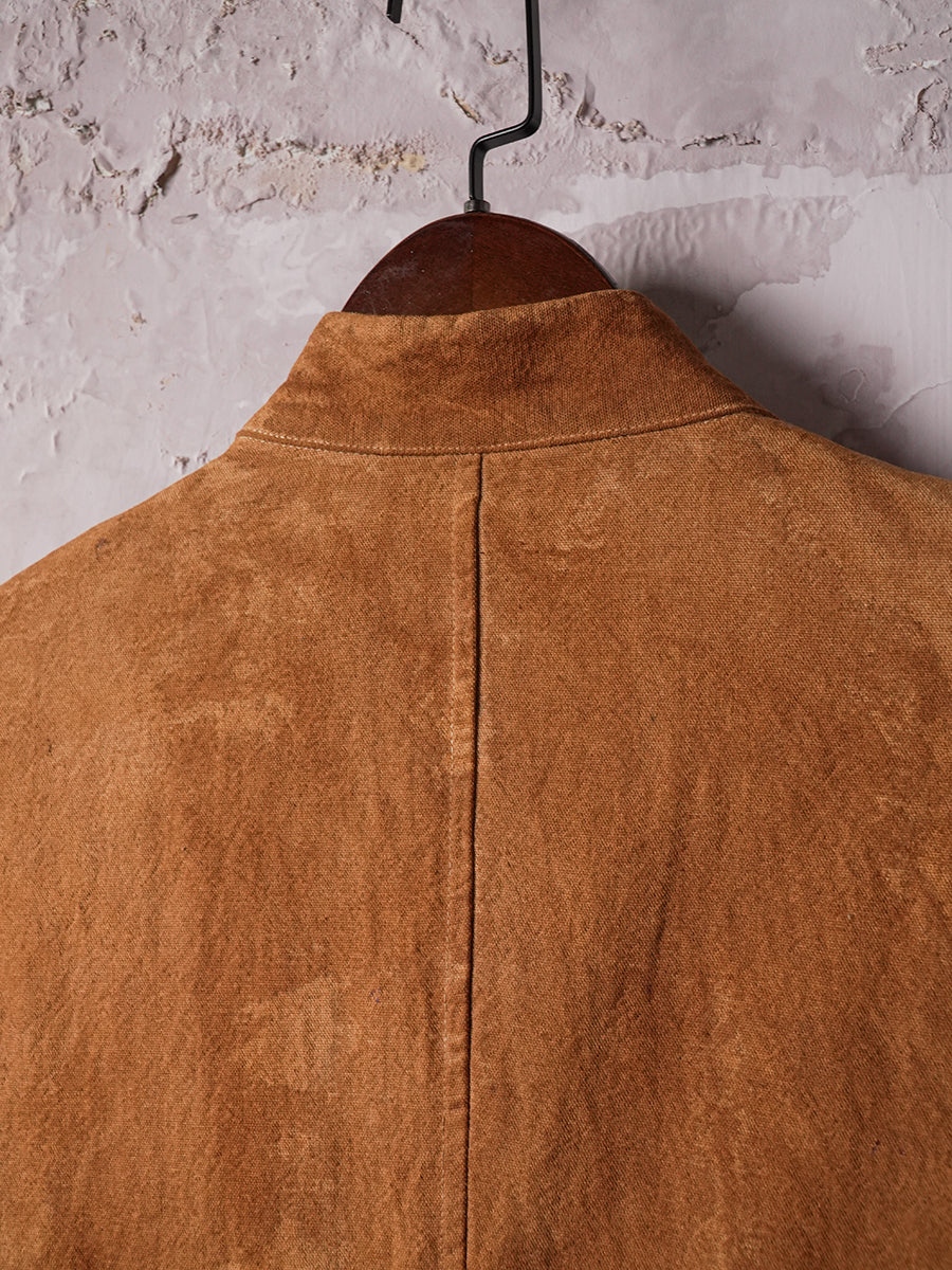 SOARIN WORLD Avant-Garde Artisan Structured Cotton-Linen Raw-Hem Jacket Z212XZ403