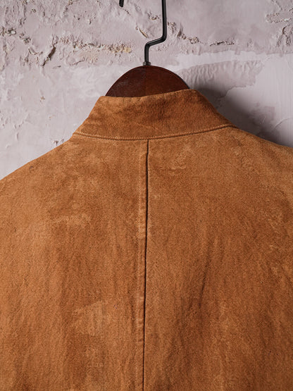 SOARIN WORLD Avant-Garde Artisan Structured Cotton-Linen Raw-Hem Jacket Z212XZ403