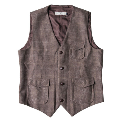 British retro plaid suit vest men's wool business casual suit vest slim vest