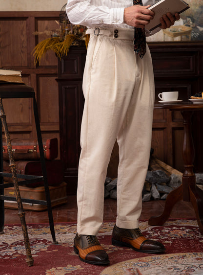 British retro style Naples trousers men's summer cotton and linen business casual slim tapered nine-point trousers