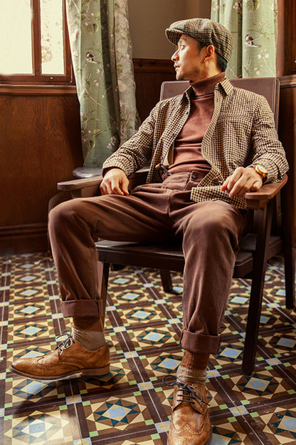 Ami Khaki Carrot Pants Men Retro American Workwear Style Straight Casual Gurga Nine-Point Suit Trousers