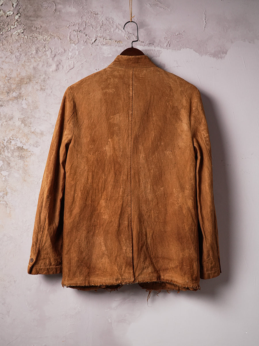 SOARIN WORLD Avant-Garde Artisan Structured Cotton-Linen Raw-Hem Jacket Z212XZ403