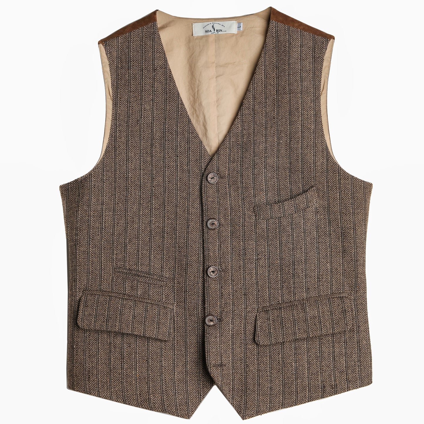 British style retro striped suit vest for men woolen business casual slim fit patchwork suit vest