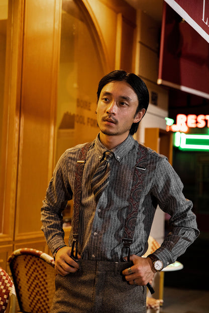British yuppie style men's retro striped shirt high-end business casual non-iron suit long-sleeved shirt
