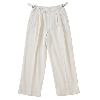 SOARIN Italian Naples white trousers men's Tencel business gentleman commuting straight drape long trousers