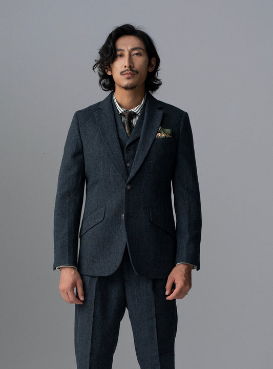 Retro British style woolen suit jacket for men yuppie business formal casual suit