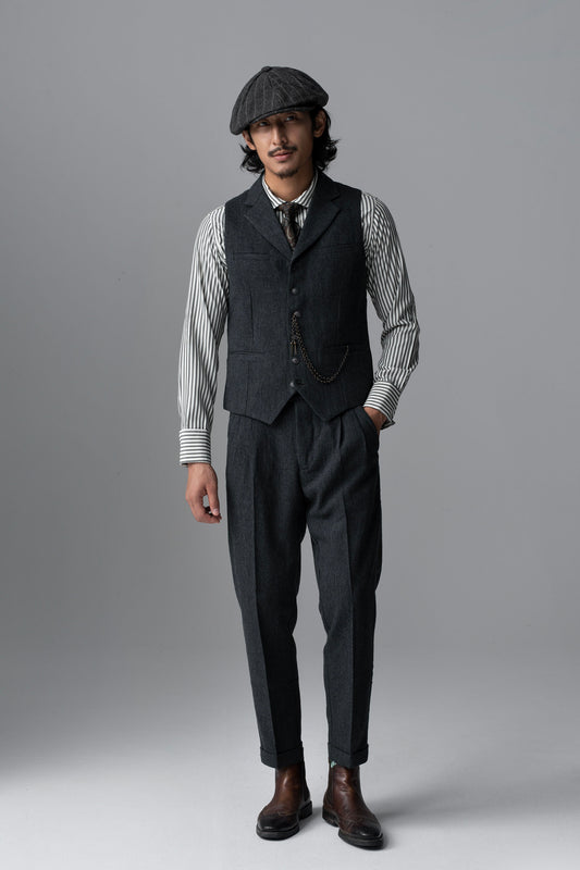 British style elegant woolen suit vest for men Retro business slim casual lapel suit vest