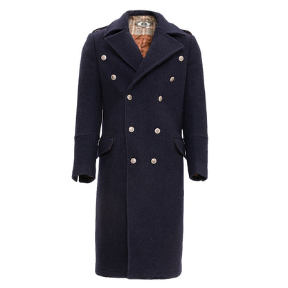 Retro British style 100% wool coat for men Business suit windbreaker jacket mid-length autumn and winter windbreaker jacket