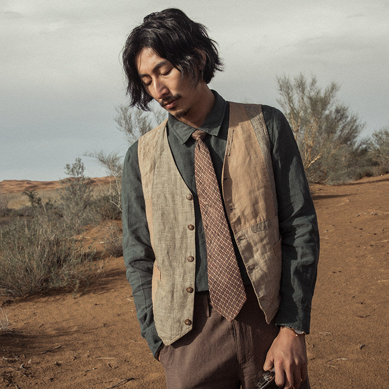 SOARIN WORLD Gai Yu Xia Series Slim Fit Linen Vest Z92B207