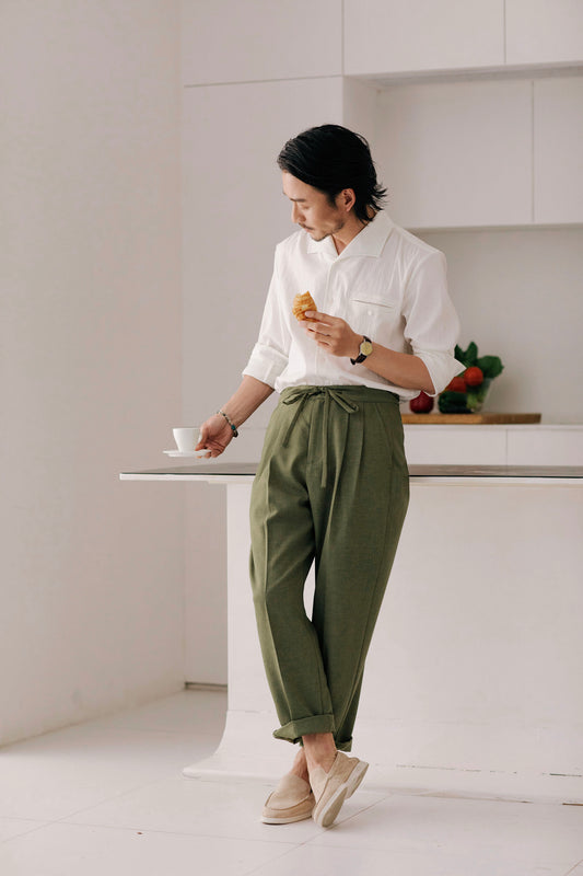 Italian retro Naples trousers for men, thin style, business formal casual slim tapered nine-point trousers