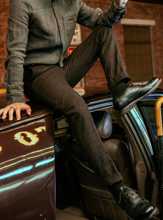 SOARIN original British retro style nine-point handsome pants men's wool tweed tapered casual suit pants