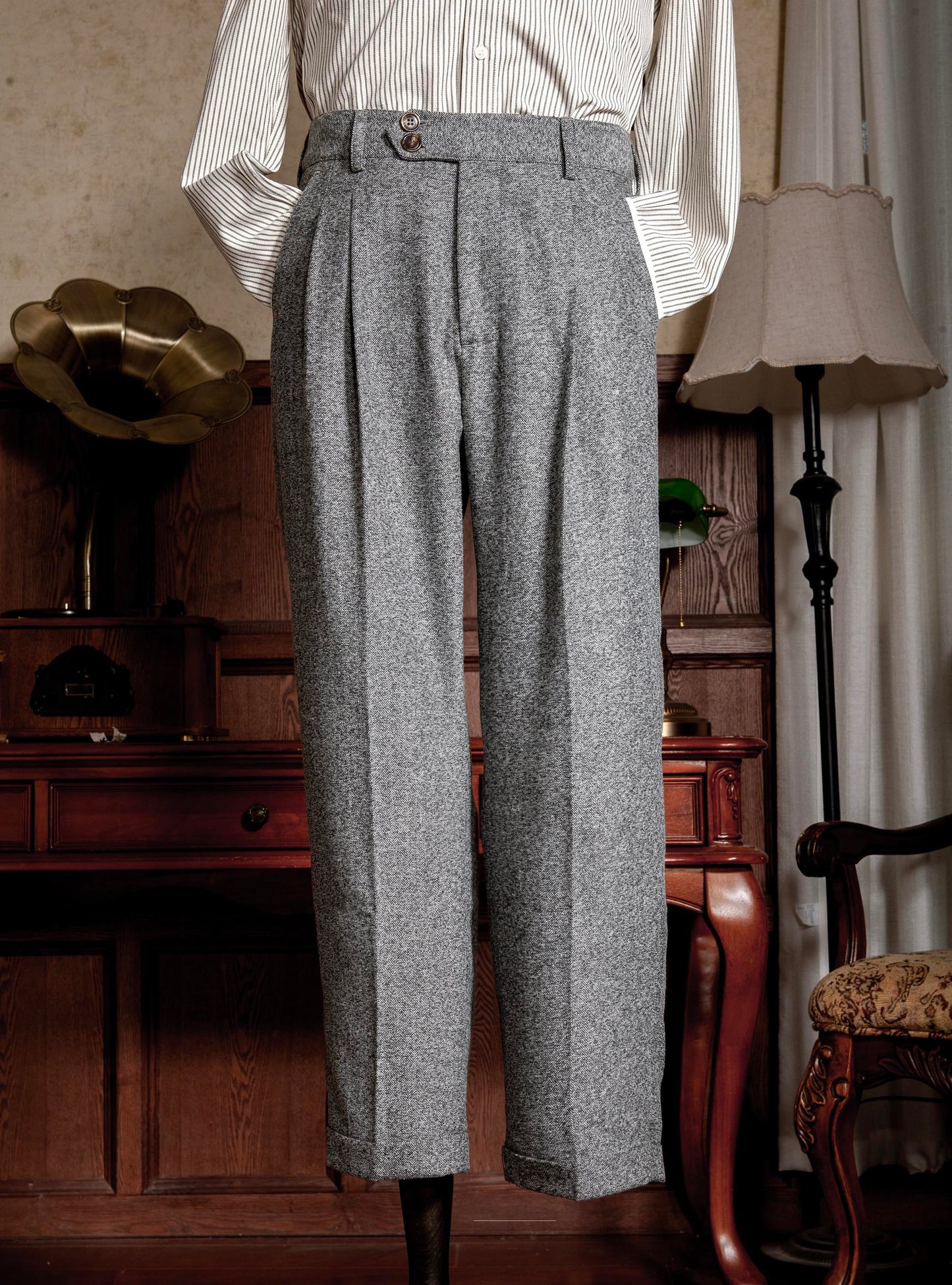 Soarin original retro style herringbone nine-point suit pants men's British style business slim straight nine-point casual trousers