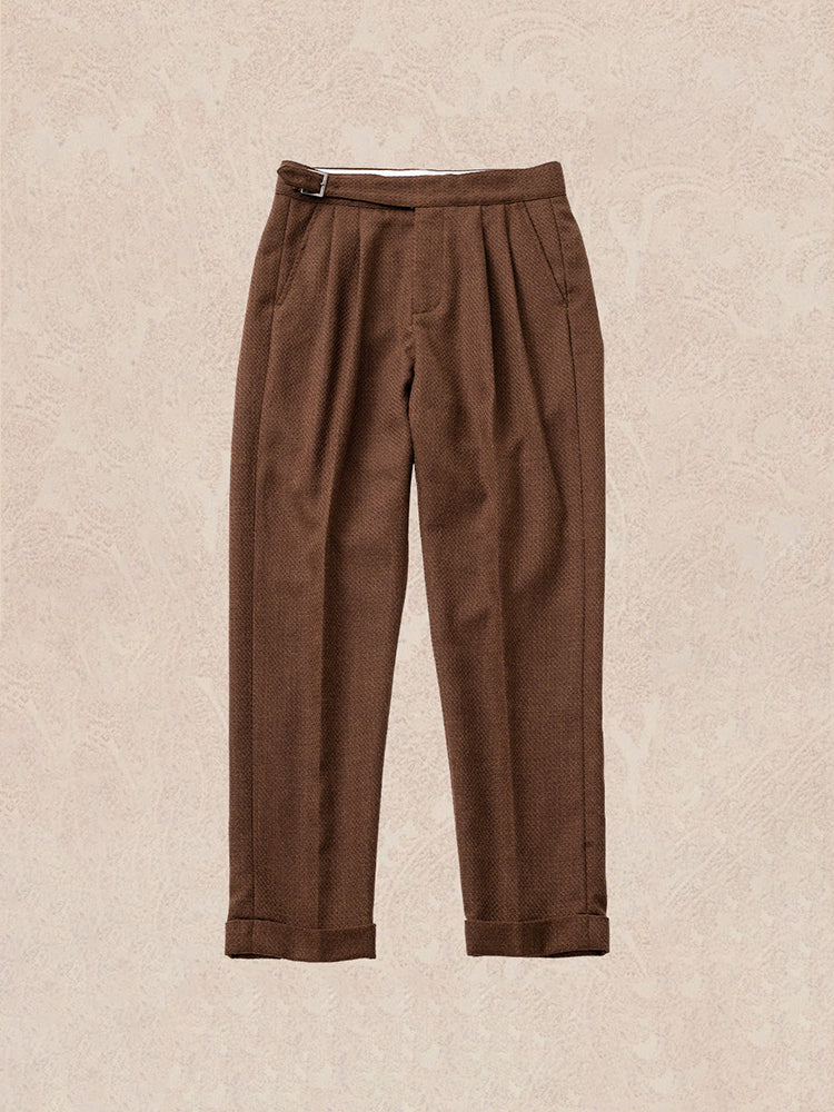 SOARIN Classic Vintage Regular Fit Poly Wool Blend Double Pleated Trousers JITZ2523F210