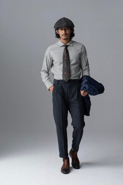 British retro style straight suit pants for men wool business casual slim fit tapered nine-point pants