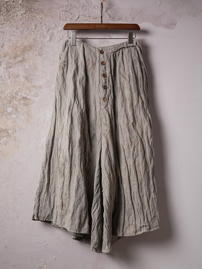 SOARIN WORLD Artisan Wabi-Sabi Sculptural Wide-Leg Wrinkled Cotton-Blend Culottes N-DCZ253TF12
