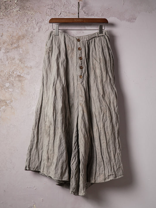 SOARIN WORLD Artisan Wabi-Sabi Sculptural Wide-Leg Wrinkled Cotton-Blend Culottes N-DCZ253TF12