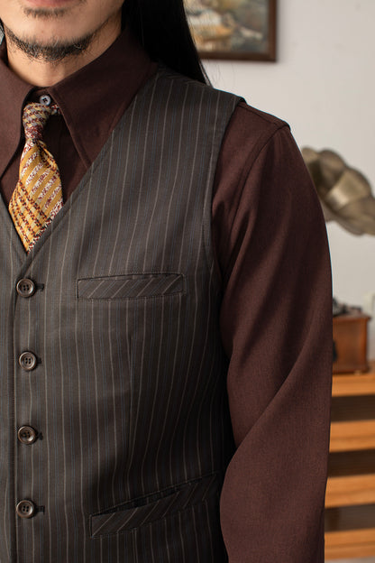 Double-sided British style striped suit vest for men business formal casual suit vest