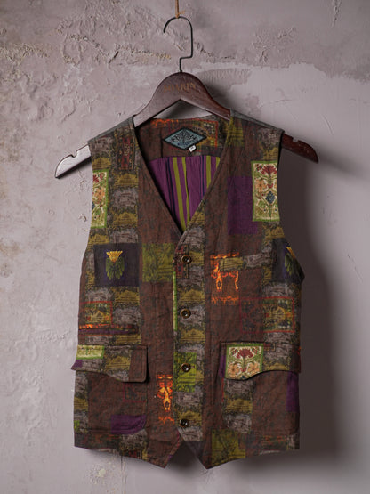 SOARIN WORLD Vintage Artisan Regular-Fit Printed Linen Tailored Vest N-DCZ253TB01