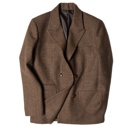 British retro style double-breasted suit for men wool herringbone pattern business casual slim-fit suit jacket