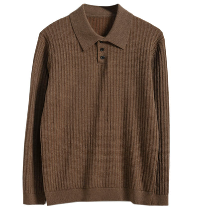 British retro style striped sweater men's lapel pullover casual slim knit sweater base layer sweater