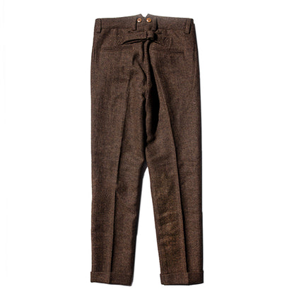 American retro style woolen nine-point trousers men's Ami khaki wool casual straight loose nine-point suit trousers