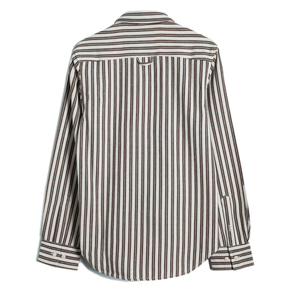 American retro style striped long-sleeved shirt men's Ami Khaki thick wear-resistant casual slim suit shirt