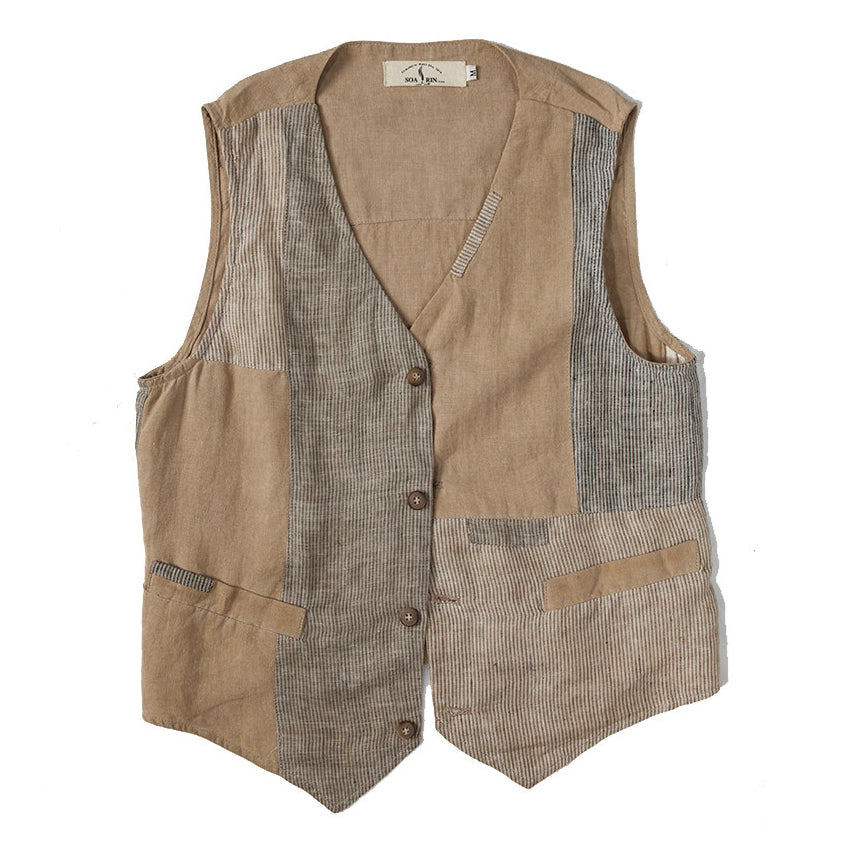 SOARIN WORLD Gai Yu Xia Series Slim Fit Linen Vest Z92B207