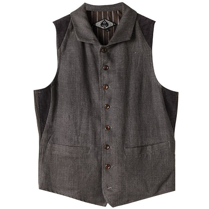 SOARIN Regular Fit Viscose Linen Cotton Multi-Fabric Patchwork Waistcoat Vest Z213B420
