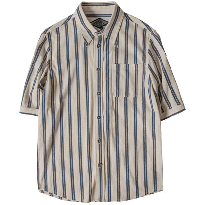 British retro style striped short-sleeved shirt for men high-end luxury business formal wear gentleman's mid-sleeve shirt