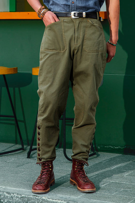 American retro style cycling pants men's Ami khaki workwear style casual slim breeches skinny nine-point pants
