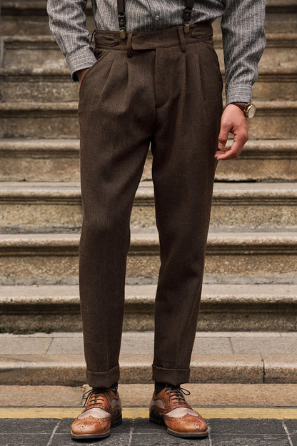 SOARIN original retro style Naples trousers men Italian autumn and winter drape casual slim fit nine-point trousers