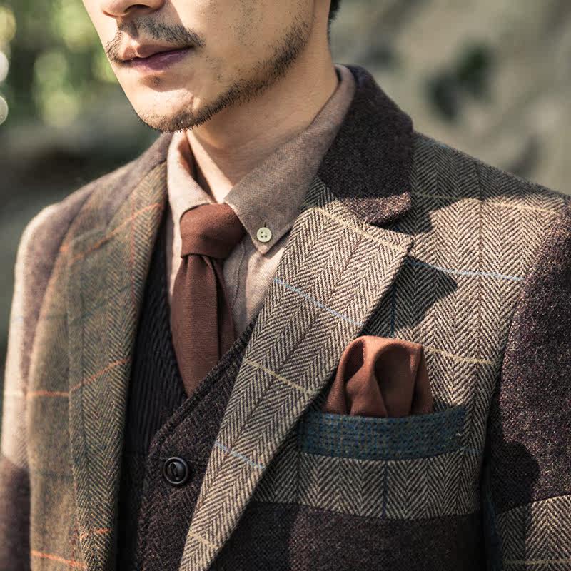 SOARIN   Regular Fit Tweed Patchwork Woolen Blazer Jacket Z83XZ23