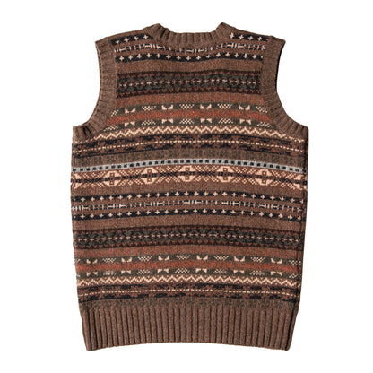 Vintage style Fair Isle sweater vest for men British vintage style V-neck wool sweater vest